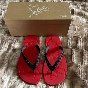 Christian Louboutin Red and Black Sandals